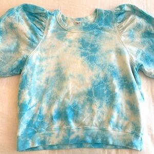 Clare V Kallie Blue Cloud Tie Dye Sweatshirt Puff Sleeve Women’s Size M